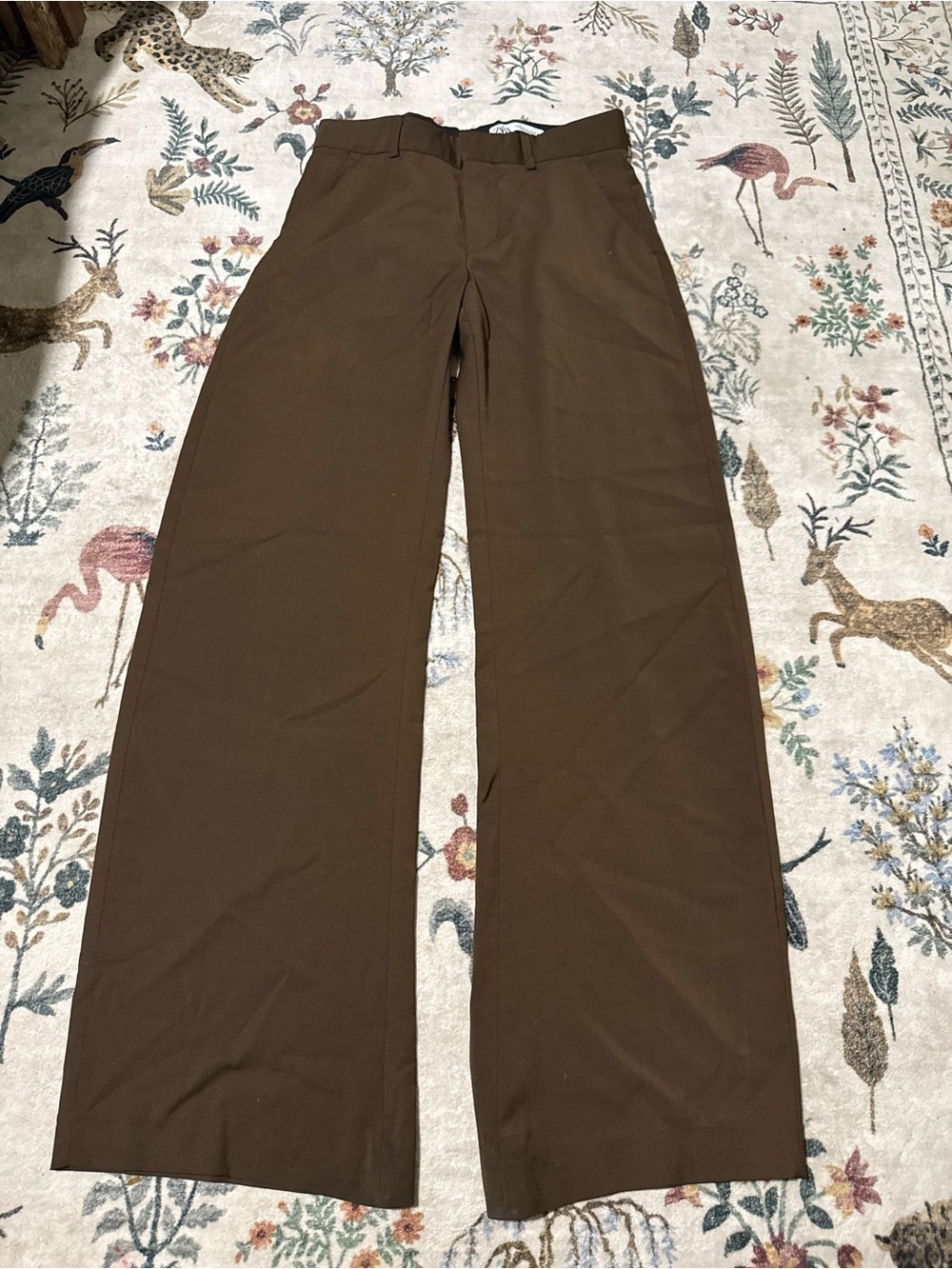 Zara Women's Wide-Leg Brown Trousers
